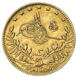 TURKEY: Mahmet V, 1909-1918, AV 50 kurush, Kostantiniye, AH1327 year 3. EF