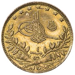 TURKEY: Mahmet V, 1909-1918, AV 50 kurush, Kostantiniye, AH1327 year 4. EF