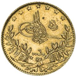TURKEY: Mahmet V, 1909-1918, AV 50 kurush, Kostantiniye, AH1327 year 6. EF-AU