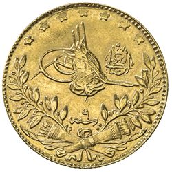 TURKEY: Mahmet V, 1909-1918, AV 50 kurush, Kostantiniye, AH1327 year 9. EF-AU