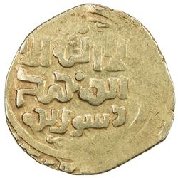 GREAT MONGOLS: Anonymous, ca. 1220s-1240s, AV dinar (3.78g), Samarqand, ND. VF