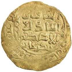 GREAT MONGOLS: Chingiz Khan, 1206-1227, AV dinar (5.97g), Ghazna, AH(6)18. VF-EF