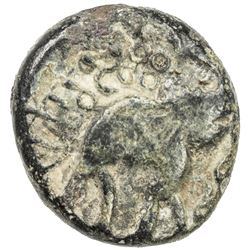 SATAVAHANAS: Chimuka, king, 1st century BC, AE round unit (4.62g). VF