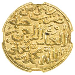 DELHI: Muhammad III b. Tughluq, 1325-1351, AV dinar (12.85g), Hadrat Delhi, AH728. NGC AU55