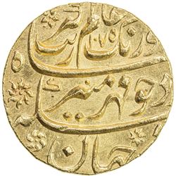 MUGHAL: Aurangzeb, 1658-1707, AV mohur (11.00g), AH1075 year 8/7. UNC