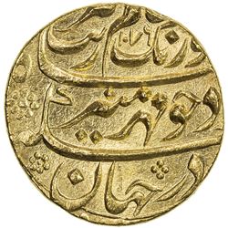 MUGHAL: Aurangzeb, 1658-1707, AV mohur (11.97g), AH1076 year 8/7. UNC