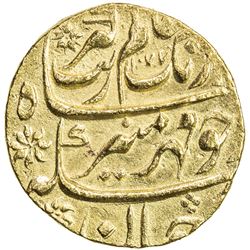 MUGHAL: Aurangzeb, 1658-1707, AV mohur (10.98g), AH1077 year 8. AU