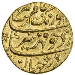 MUGHAL: Aurangzeb, 1658-1707, AV mohur (10.98g), AH1079 year 12. UNC