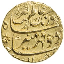 MUGHAL: Aurangzeb, 1658-1707, AV mohur (10.98g), AH1080 year 12. UNC
