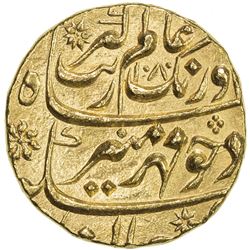 MUGHAL: Aurangzeb, 1658-1707, AV mohur (10.95g), AH1080 year 13. UNC