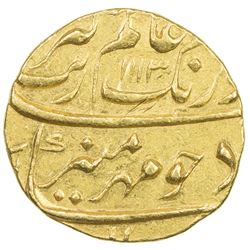 MUGHAL: Aurangzeb, 1658-1707, AV mohur (11.08g), Surat, AH1113 year 46. UNC