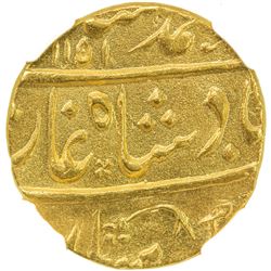 MUGHAL: Muhammad Shah, 1719-1748, AV mohur, Machhlipatnam, AH1051 year 20. NGC UNC