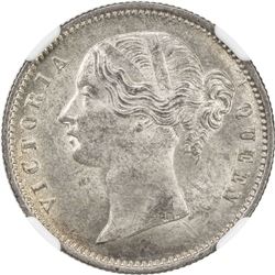 BRITISH INDIA: Victoria, Queen, 1837-1876, AR 1/2 rupee, 1840 (b&c). NGC MS63