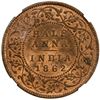 Image 2 : BRITISH INDIA: Victoria, Queen, 1837-1876, AE 1/2 anna, 1862(b). PCGS MS60