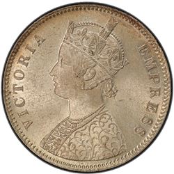 BRITISH INDIA: Victoria, Empress, 1876-1901, AR rupee, 1885-C. PCGS MS65