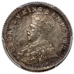 BRITISH INDIA: George V, 1910-1936, AR 1/4 rupee, 1911 (c). PCGS MS63