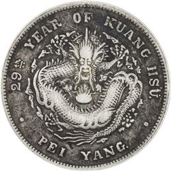 CHIHLI: Kuang Hsu, 1875-1908, AR dollar, year 29 (1903). PCGS VF30