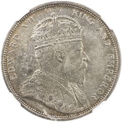 STRAITS SETTLEMENTS: Edward VII, 1901-1910, AR dollar, 1904-B. NGC AU58