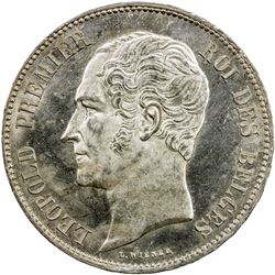 BELGIUM: Leopold I, 1831-1865, AR 5 francs, 1849. UNC