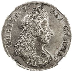DENMARK: Christian V, 1670-1699, AR krone, 1694. NGC AU53
