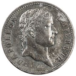 FRANCE: Napoleon I, Emperor, 1804-1814, AR franc, Utrecht, 1813. EF