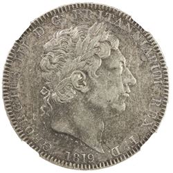 GREAT BRITAIN: George III, 1760-1820, AR crown, 1819. NGC EF40