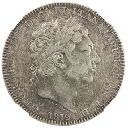 GREAT BRITAIN: George III, 1760-1820, AR crown, 1819. NGC EF40