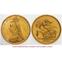 GREAT BRITAIN: Victoria, 1837-1901, AV 5 pounds, 1887, KM-11, Golden Jubilee, rim bump, proof
