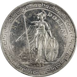 GREAT BRITAIN: George V, 1910-1936, AR trade dollar, 1929/1-B. PCGS AU