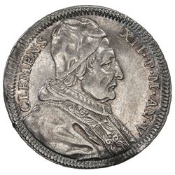 PAPAL STATES: Clement XII, 1730-1740, AR testone (8.35g), 1735. VF-EF