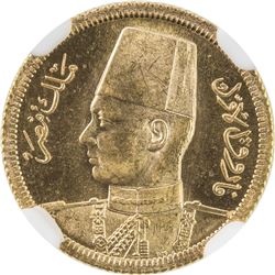 EGYPT: Farouk, 1936-1952, AV 20 piastres, AH1357/1958. NGC MS65