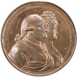 MEXICO: Carlos IV, 1788-1808, AE proclamation medal, 1790. NGC MS65