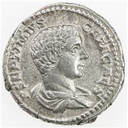 ROMAN EMPIRE: Geta, as caesar, 197-209, AR denarius (3.15g), Rome. VF