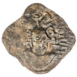 ARAB-SASANIAN: Anonymous, ca. 695-720, AE pashiz (1.85g), ShWSh (Sus), ND. VF