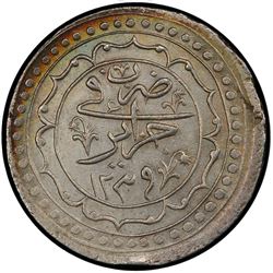 ALGIERS: Mahmud II, 1809-1830, AR budju (10.27g), Jaza'ir, AH1239. PCGS UNC