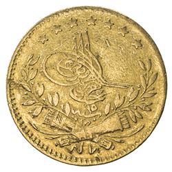 TURKEY: Abdul Aziz, 1861-1876, AV 25 kurush, Kostantiniye, AH1277 year 15. F-VF