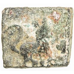 SATAVAHANAS: Satakarni, king, 1st century BC, AE square unit (4.55g). VF