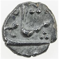 MUGHAL: Muhammad Shah, 1719-1748, AR 1/32 rupee (0.38g), Khujista Bunyad, AH1140. EF