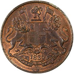 BRITISH INDIA: William IV, 1830-1837, AR 1/4 anna, 1835 (c). PCGS MS64