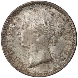 BRITISH INDIA: Victoria, as Queen, 1837-1876, AR 1/4 rupee, 1840 (b & c). PCGS MS64