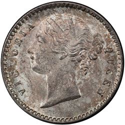 BRITISH INDIA: Victoria, as Queen, 1837-1876, AR 2 annas, 1841 (c). PCGS MS65
