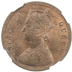 BRITISH INDIA: Victoria, as Queen, 1837-1876, AE 1/4 anna, 1862 (c). NGC MS64