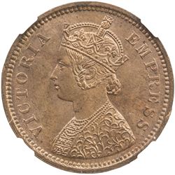 BRITISH INDIA: Victoria, as Empress, 1877-1901, AE 1/2 pice, 1888 (c). NGC MS64