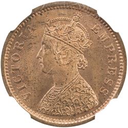 BRITISH INDIA: Victoria, as empress, 1877-1901, AE 1/2 pice, 1893 (c). NGC MS65