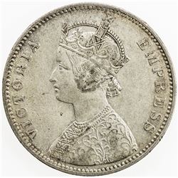 BRITISH INDIA: Victoria, as Empress, 1877-1901, AR rupee, 1885-B. VF