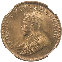 BRITISH INDIA: George V, 1910-1936, AE 1/4 anna, 1931 (c). NGC MS66