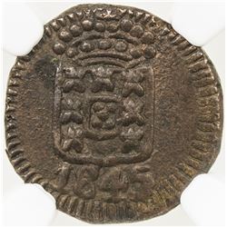 GOA: Maria II, 1834-1853, AE 3 reis, 1845. NGC AU53