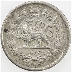IRAN: Nasir al-Din Shah, 1848-1896, AR 500 dinars, Tehran, AH1298. EF