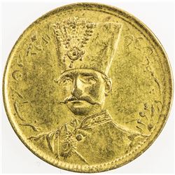 IRAN: Nasir al-Din Shah, 1848-1896, AR toman (2.88g), Tehran, AH1297. EF
