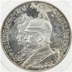 PRUSSIA: Wilhelm II, 1888-1918, AR 5 mark, 1901. ANACS MS64